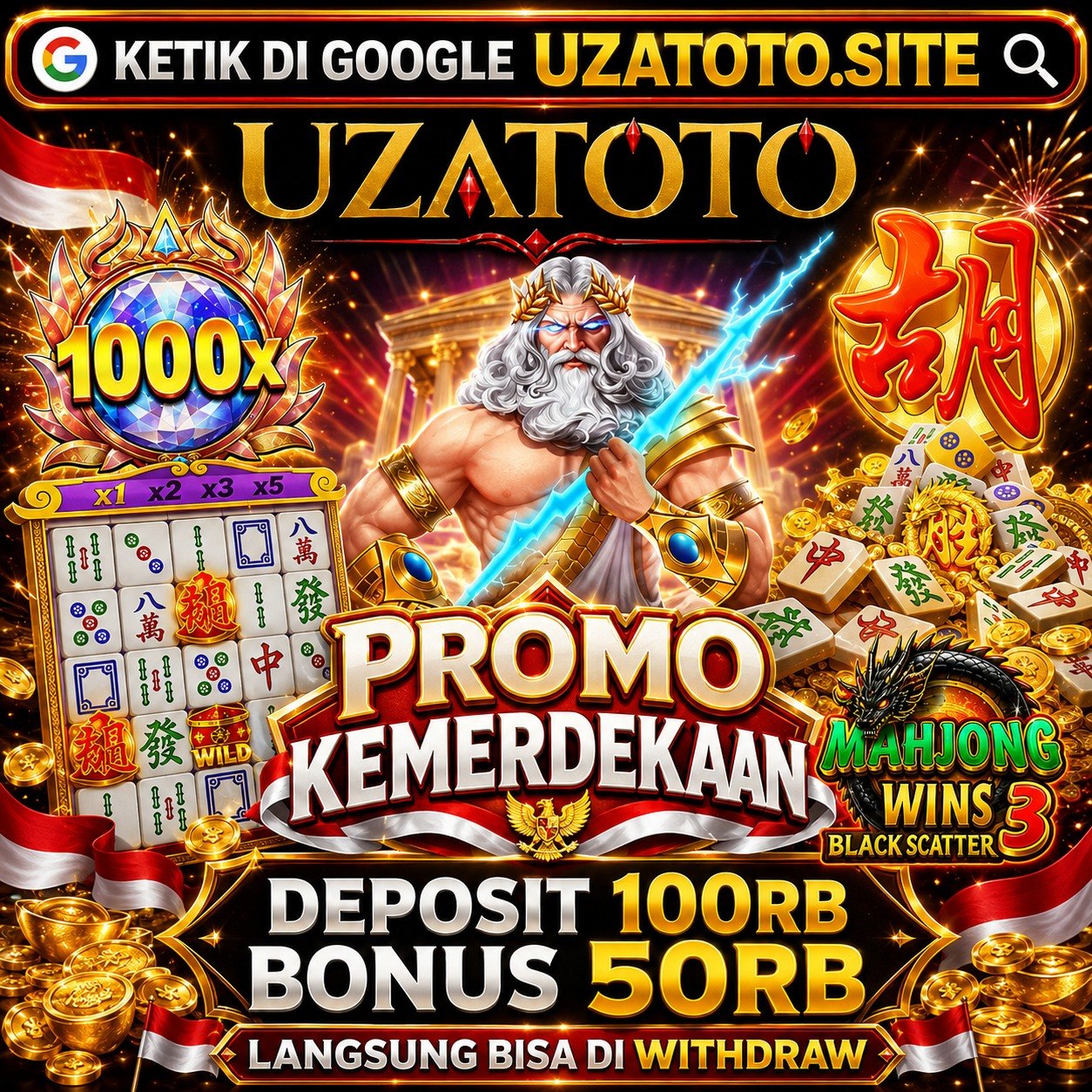 Banner Promo Kemerdekaan deposit 100RB bonus 50RB